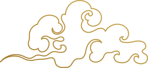 Chinese Cloud Gold Outline
