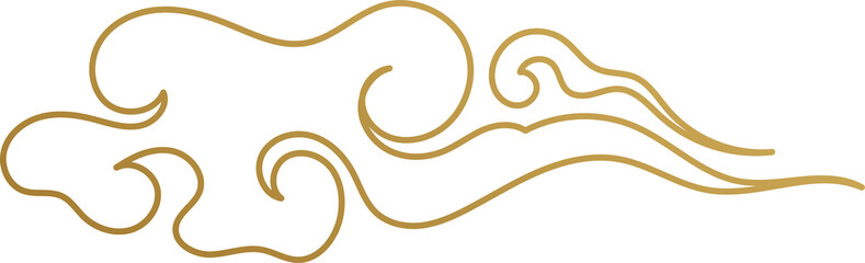 Chinese Cloud Gold Outline