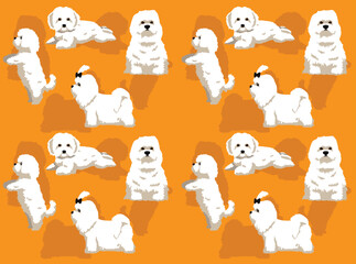 Dog Maltese Poses Cute Character Seamless Wallpaper Background - obrazy, fototapety, plakaty