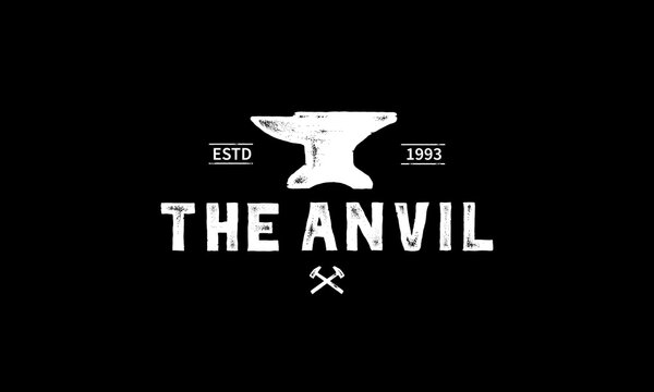 Blacksmith Iron Anvil Foundry vintage retro logo design, vector illustration
