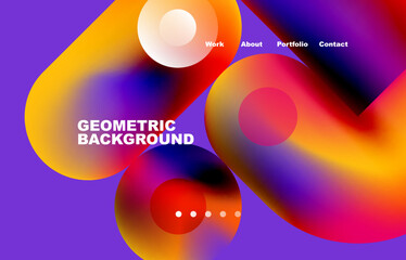 Website landing page abstract geometric background. Circles and round shapes. Web page for website or mobile app wallpaper