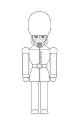 Nutcracker line icon. Sticker for social networks and messengers. Toy or mascot for children, room and apartment decoration. Symbol of winter holidays and festivals. Cartoon flat vector illustration