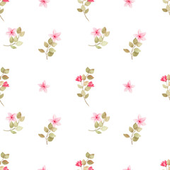 Fototapeta na wymiar Beautiful watercolor pink flowers as seamless pattern.