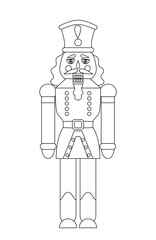 Nutcracker line icon. Toy and mascot. Minimalistic poster or banner for website. Aesthetics and elegance. Christmas wooden doll. Logotype for company and branding. Cartoon flat vector illustration