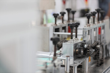 Fototapeta na wymiar Industry and factory concept, medical face mask production line.