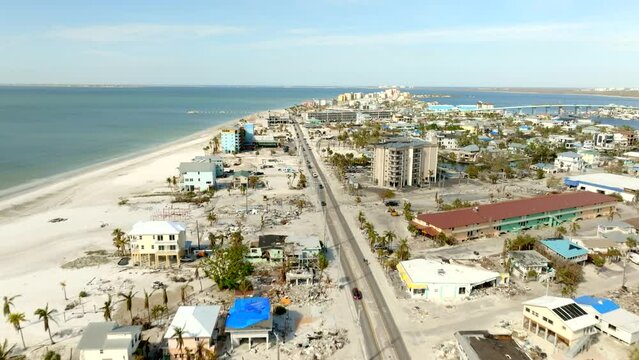 Buildings and homes washed away by Hurricane Ian Fort Myers Beach FL