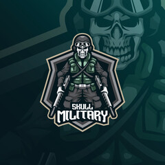 skull military mascot logo design vector with modern illustration concept style for badge, emblem and t shirt printing. skull military illustration for sport and esport team.