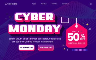 Cyber Monday landing page design template is easy to customize