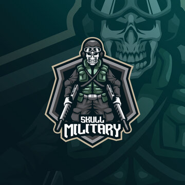 skull military mascot logo design vector with modern illustration concept style for badge, emblem and t shirt printing. skull military illustration for sport and esport team.