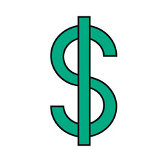 Dollar sign vector illustration in line filled design