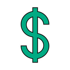 Dollar sign vector illustration in line filled design