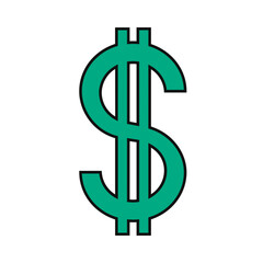 Dollar sign vector illustration in line filled design