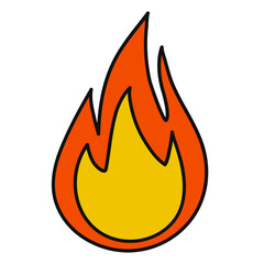 Fire icon vector illustration in line filled design