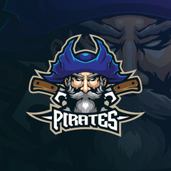 pirates mascot logo design vector with modern illustration concept style for badge, emblem and t shirt printing. pirates head illustration for sport and esport team.