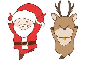 サンタクロースとトナカイ　ダンス　笑顔