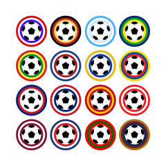 balls with various lines. red, white, blue, yellow, green. Vector illustration