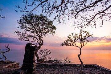Lombok sunset with colour background.(soft focus, shallow DOF, slight motion blur)