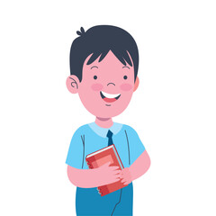 little schoolboy with book