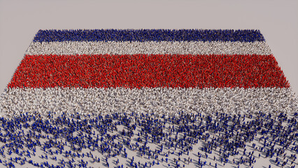 Costa Rican Banner Background, with People gathering to form the Flag of Costa Rica.