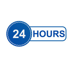 24 7 service or 24 hour icon open service working time label badge on white background. EPS 10.