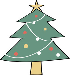 Hand drawn Chirstmas tree illustration.