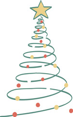 Abstract Hand drawn Chirstmas tree illustration.