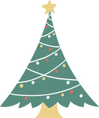 Hand drawn Chirstmas tree illustration.