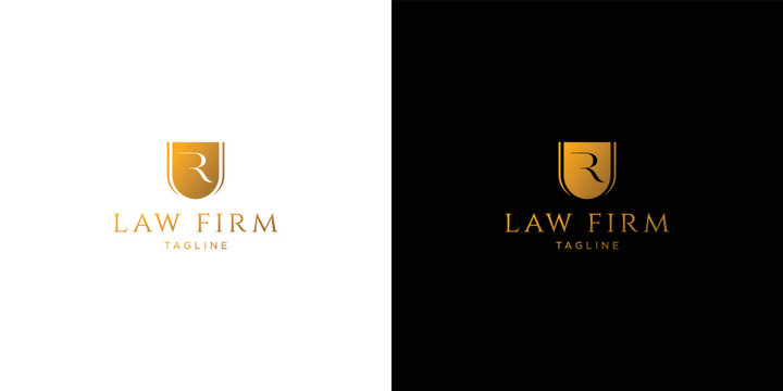 elegant and professional R logo design for law firm.