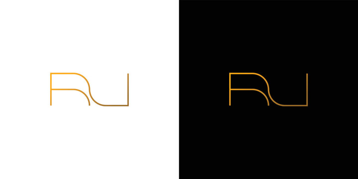 Simple and modern letter RU initials logo design