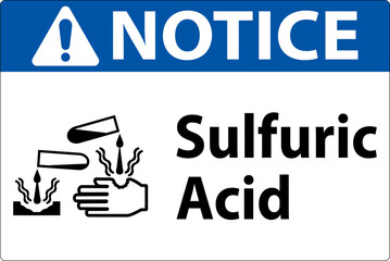 Notice Sulfuric Acid Sign On White Background