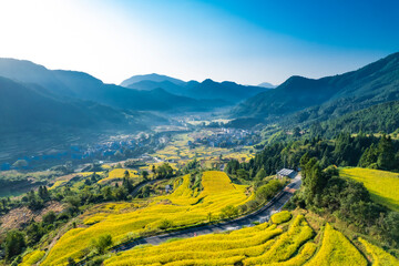 Autumn terraced landscape of Jiangling in Wuyuan, Jiangxi province