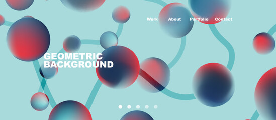 Network concept, line points connections geometric landing page background.
