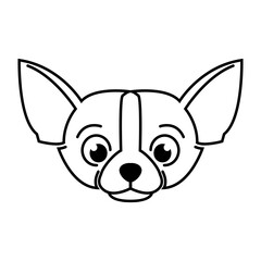 Cute Cartoon Vector Illustration icon of a Chihuahua puppy dog. It is outline style.