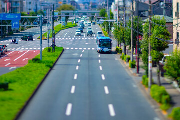 A miniature traffic jam at the urban street in Tokyo