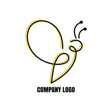 Bee flat color logo isolated on white background. Design for company, honey production.