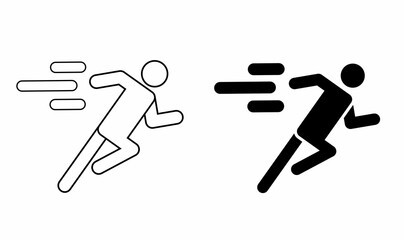 outline Silhouette fast running icon set isolated on white background