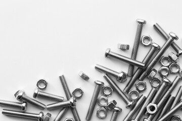 Nuts / Bolts / Screws closeup on white background