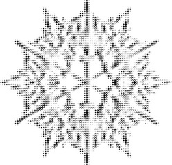 Outline beaded vanishing snowflake. Vector. Space for copy text.