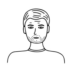 Doodle brutal young man with stubble portrait