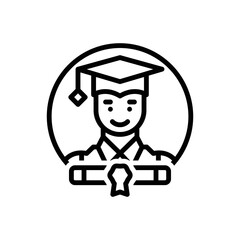 Black line icon for scholars
