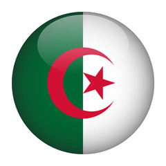 Algeria 3D Rounded Flag with no Background