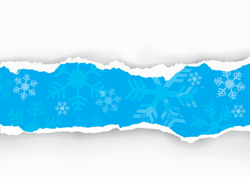 
Christmas torn paper stripe with snowflakes.
Illustration of christmas blue paper background with place for your text or image. Vector available.
