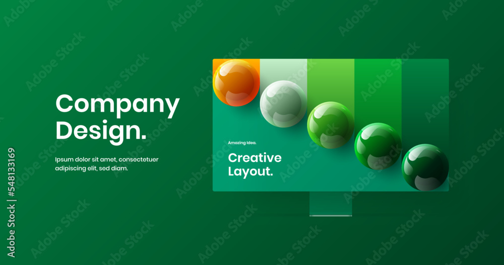 Wall mural modern website screen design vector layout. creative computer monitor mockup landing page template.