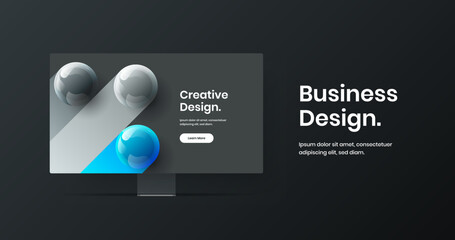 Minimalistic display mockup website template. Creative banner design vector layout.