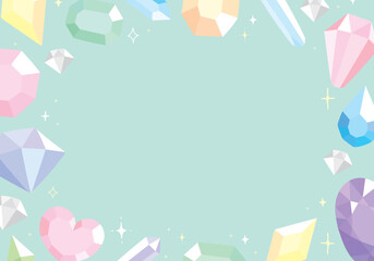 宝石の散らばったモスグリーンの背景