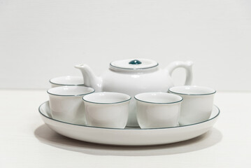 Still life with a tea set for drinking green tea