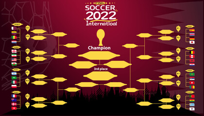  Sports Tournament Chart for Groups and Sports Tournament Chart for Groups and Teams.concepts and modern ideas.LOGO "Final  Soccer 2022 international"national flag various.group.diagram.