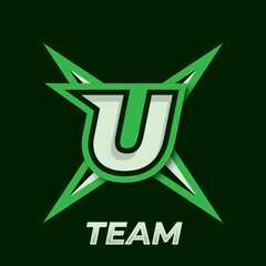 Initial U simple esport logo design element, gamer logo, star icon, sword gamer, shuriken logo © widoko