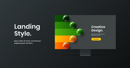 Clean website design vector illustration. Amazing computer display mockup web banner layout.
