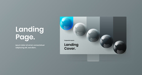 Original landing page design vector concept. Unique computer display mockup site screen template.